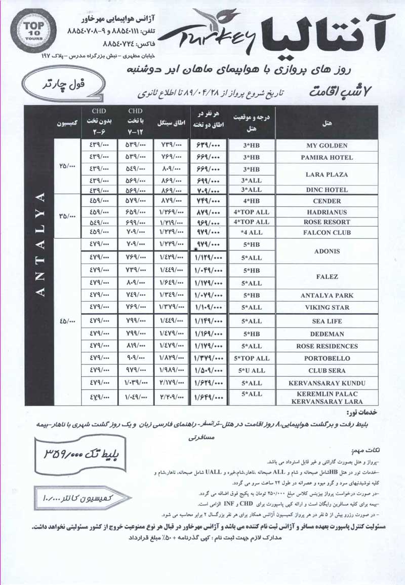 پکيج تورهاي ترکيه