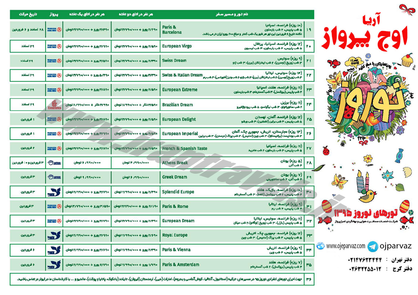 تورهاي اروپا / نوروز 95