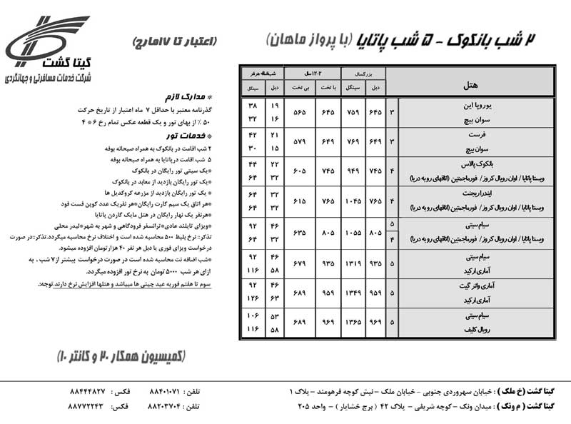 پکيج تورهاي تايلند