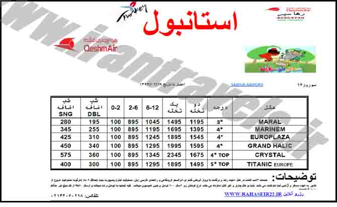 تورهاي ترکيه / نوروز 94