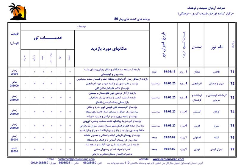 تورهاي طبيعت گردي