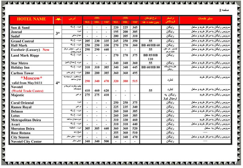 نرخ هتلهاي دبي