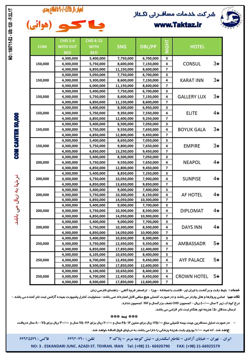 تور هوايي باکو