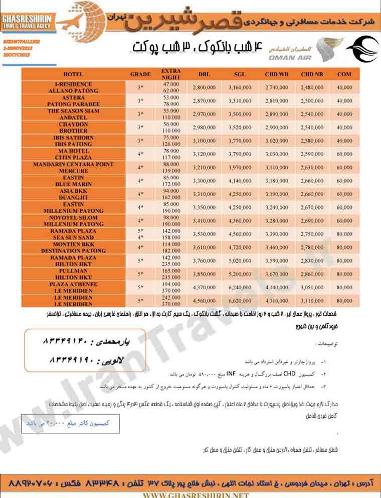 تورهاي تايلند / پاييز 92