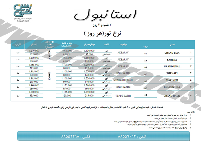 تورهاي ترکيه / تابستان 94