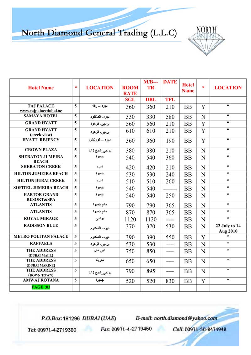 نرخ ويزا-هتل دبي