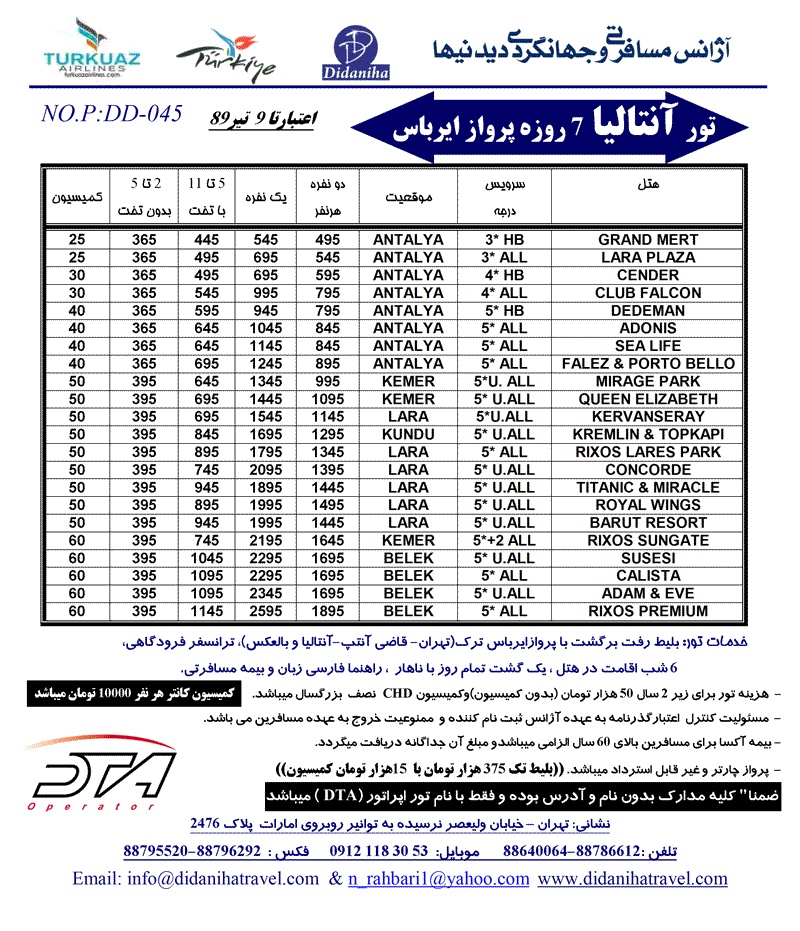 پکيج تورهاي ترکيه