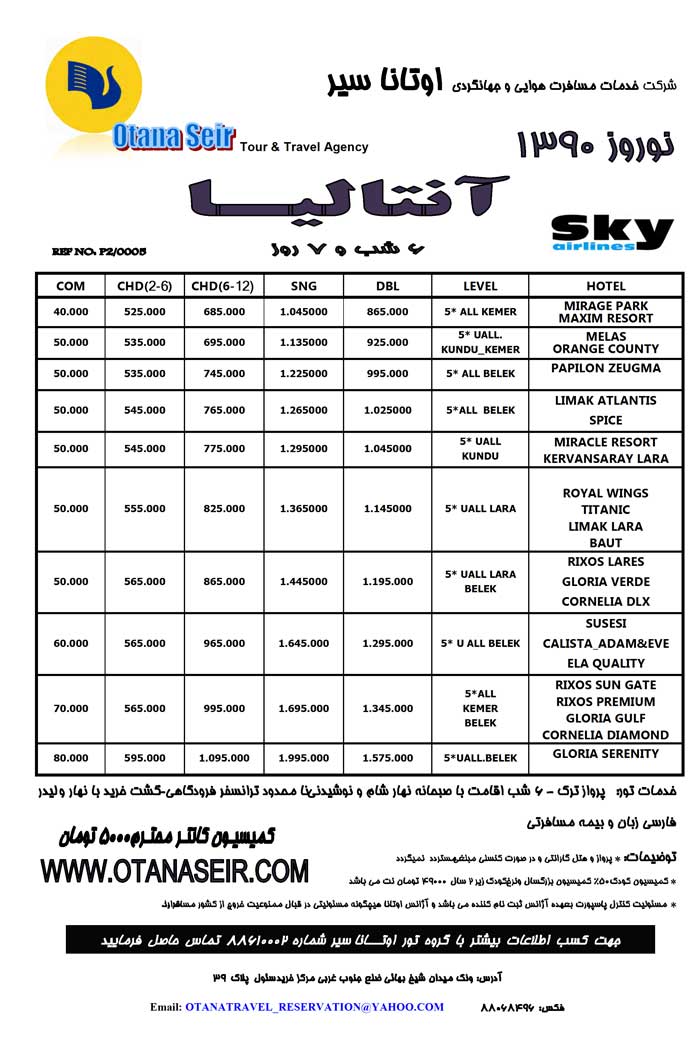 تور نوروزي آنتاليا