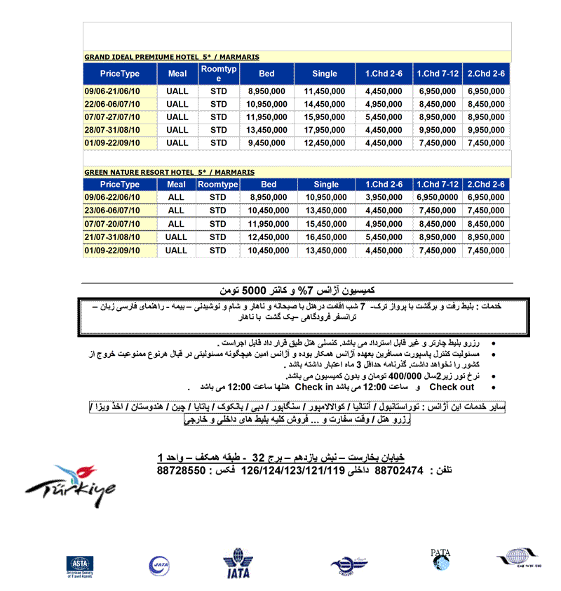 پک  تورهاي ترکيه