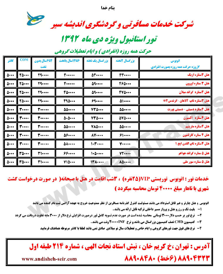 تورهاي ترکيه / زمستان 92