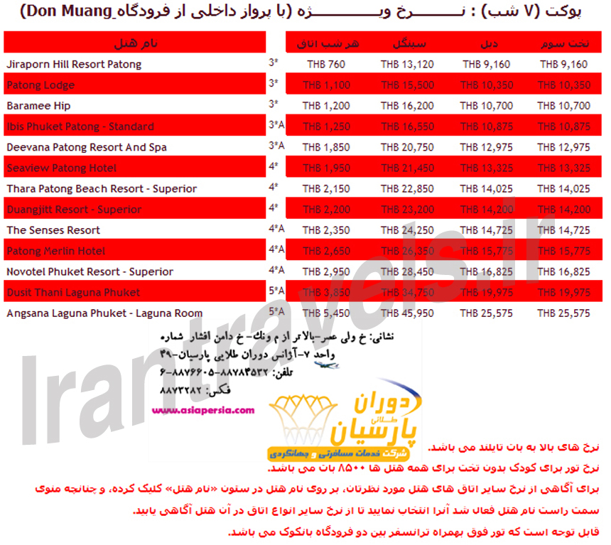 تورهاي تايلند /بهار 93