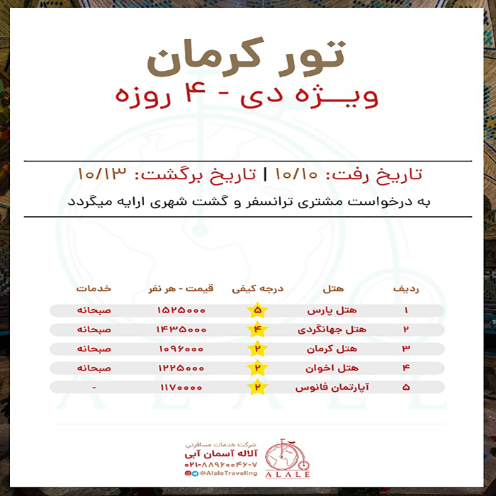 تور کرمان/زمستان98