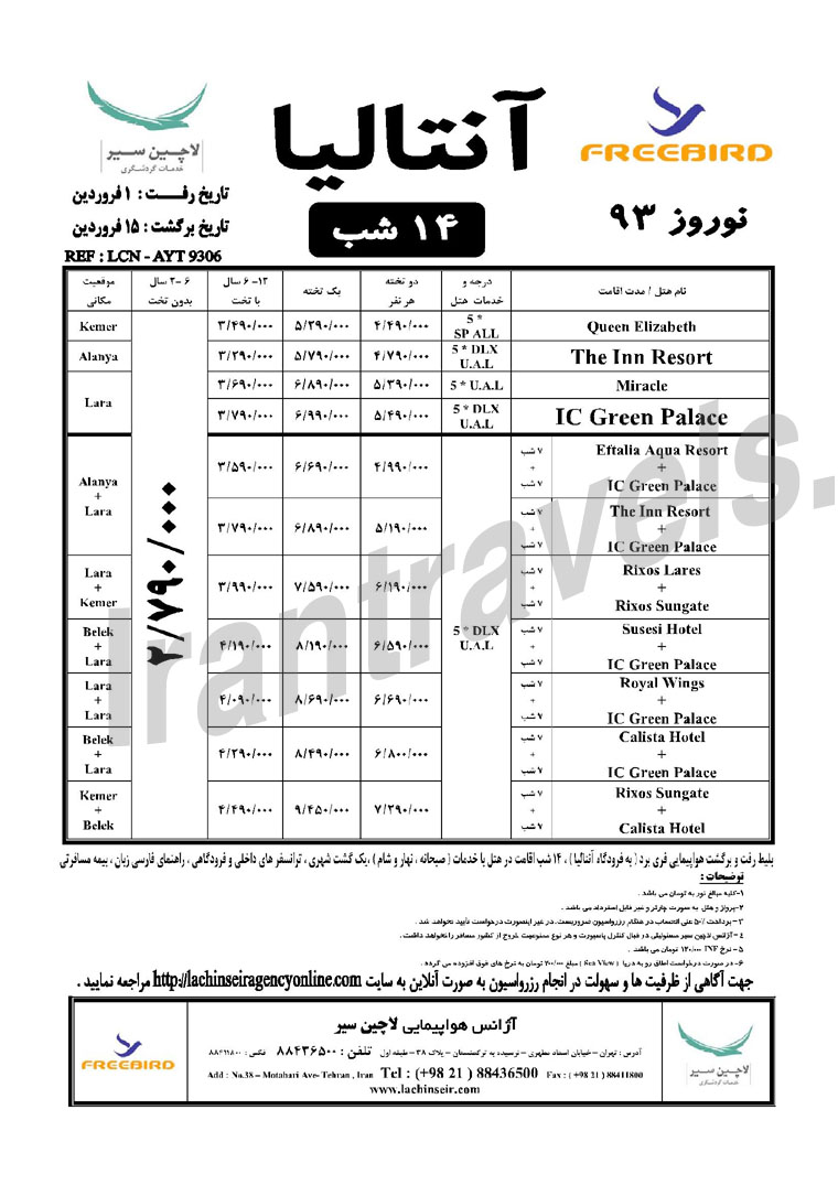 آلانيا -استانبول-آنتاليا / نوروز 93