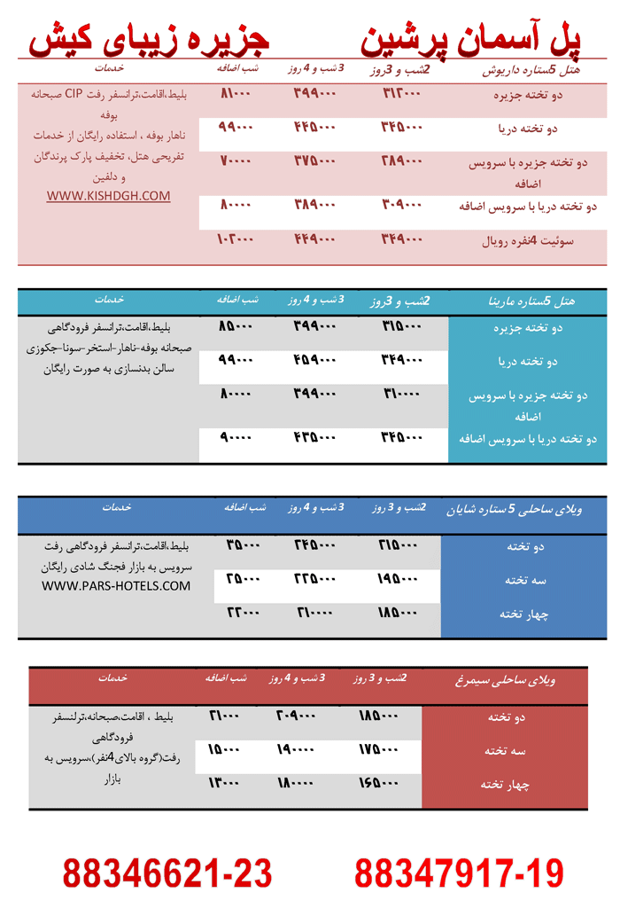 اصلاحيه تورهاي کيش