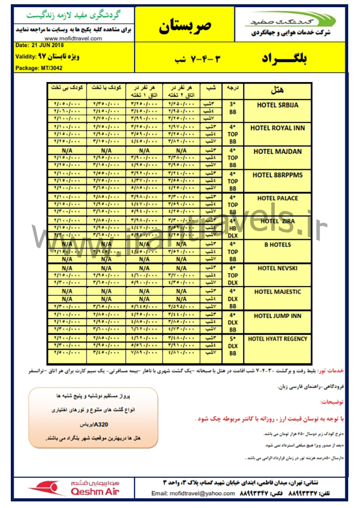 تور تابستاني صربستان /97