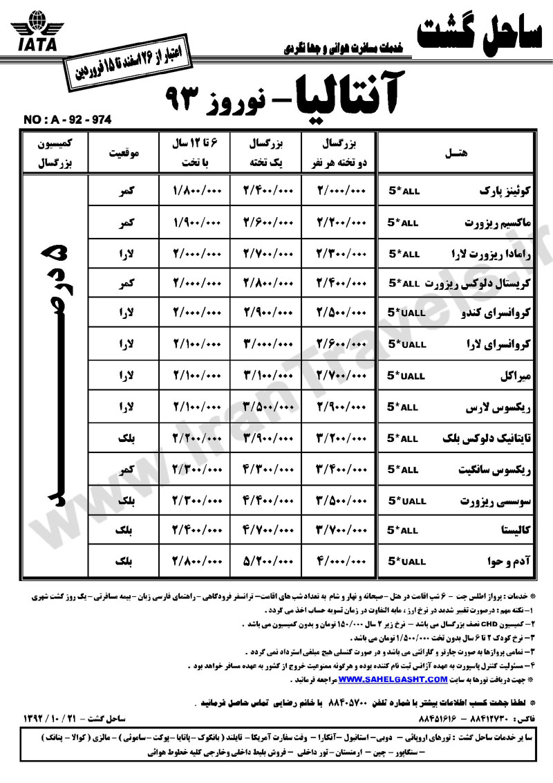 تورهاي ترکيه / نوروز 93