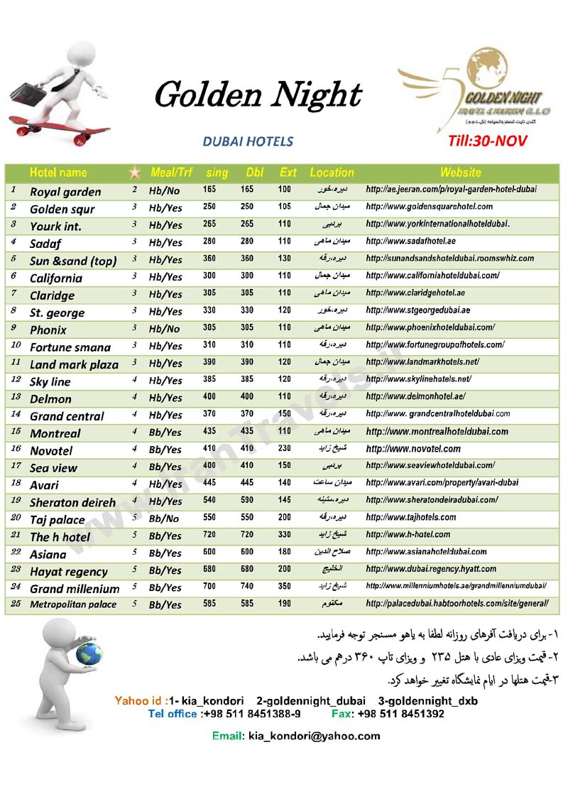 نرخ هتلهاي دوبي /  پاييز 92