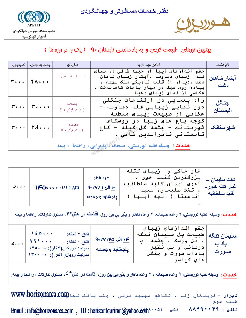 تورهاي طبيعت گردي