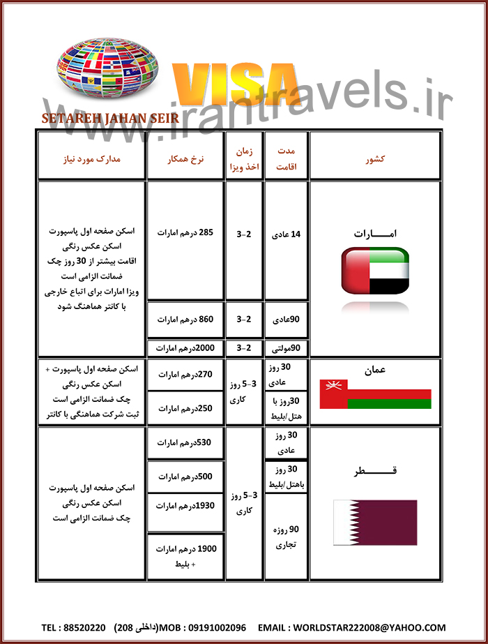 خدمات اخذ ويزا ويژه همکاران/پاييز 97