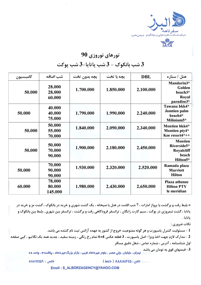 سري نوروزي تورهاي تايلند مالزي اندونزي