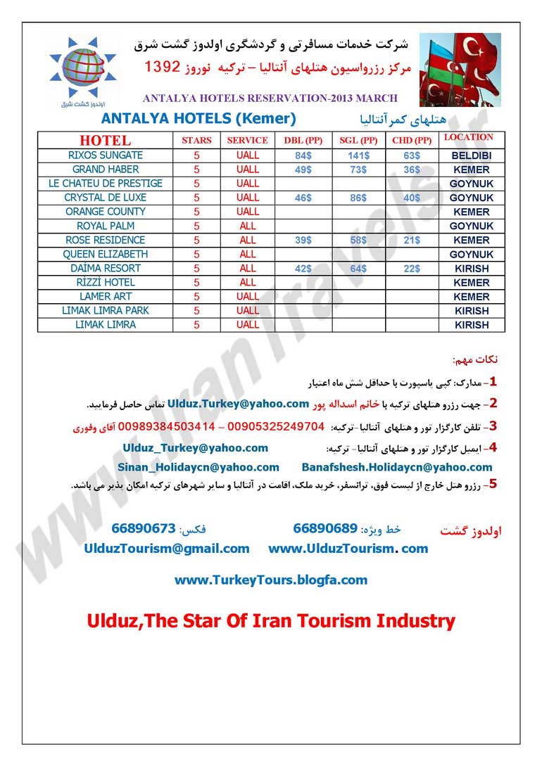 هتل هاي آنتاليا / ويژه نوروز 