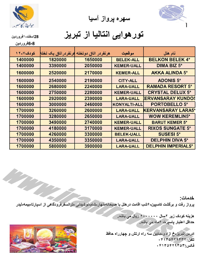 تورهاي ترکيه / نوروز 95