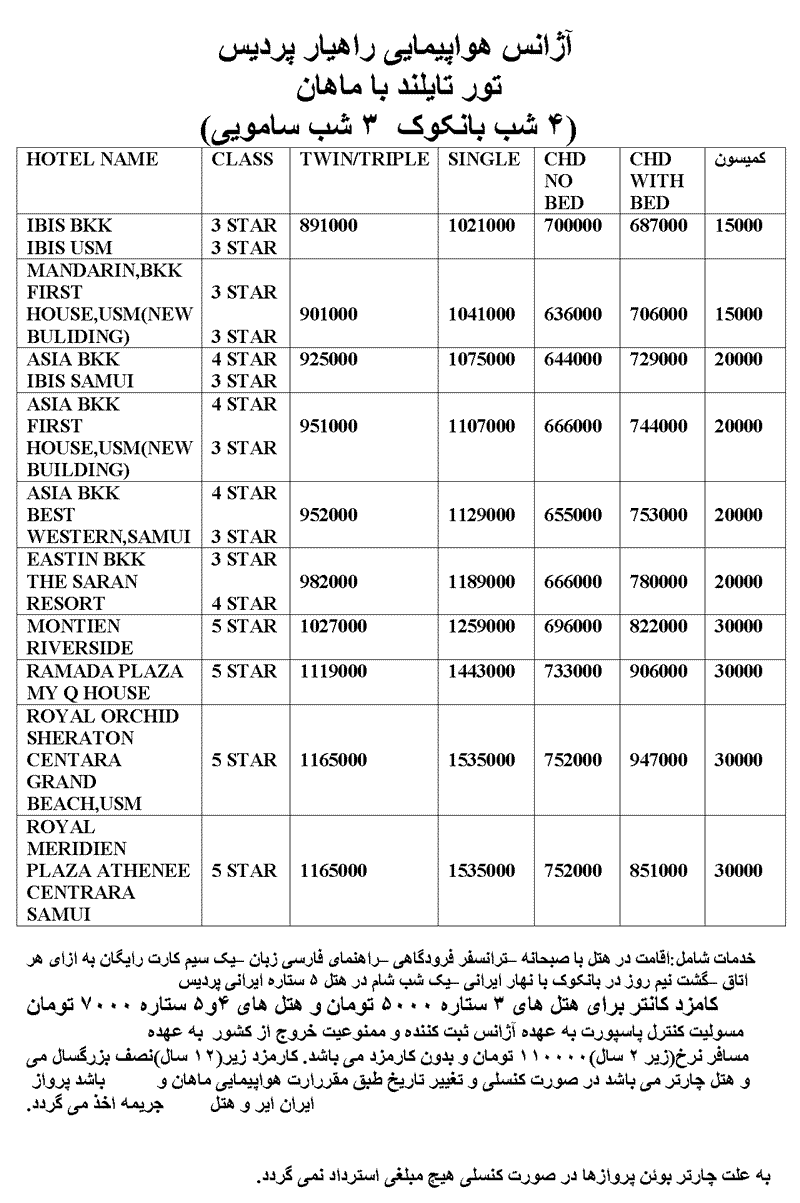 تور تايلند- فول پکيج تور تايلند- فول پکيج