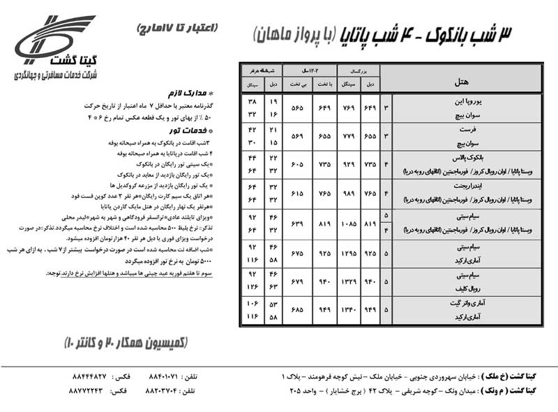 پکيج تورهاي تايلند