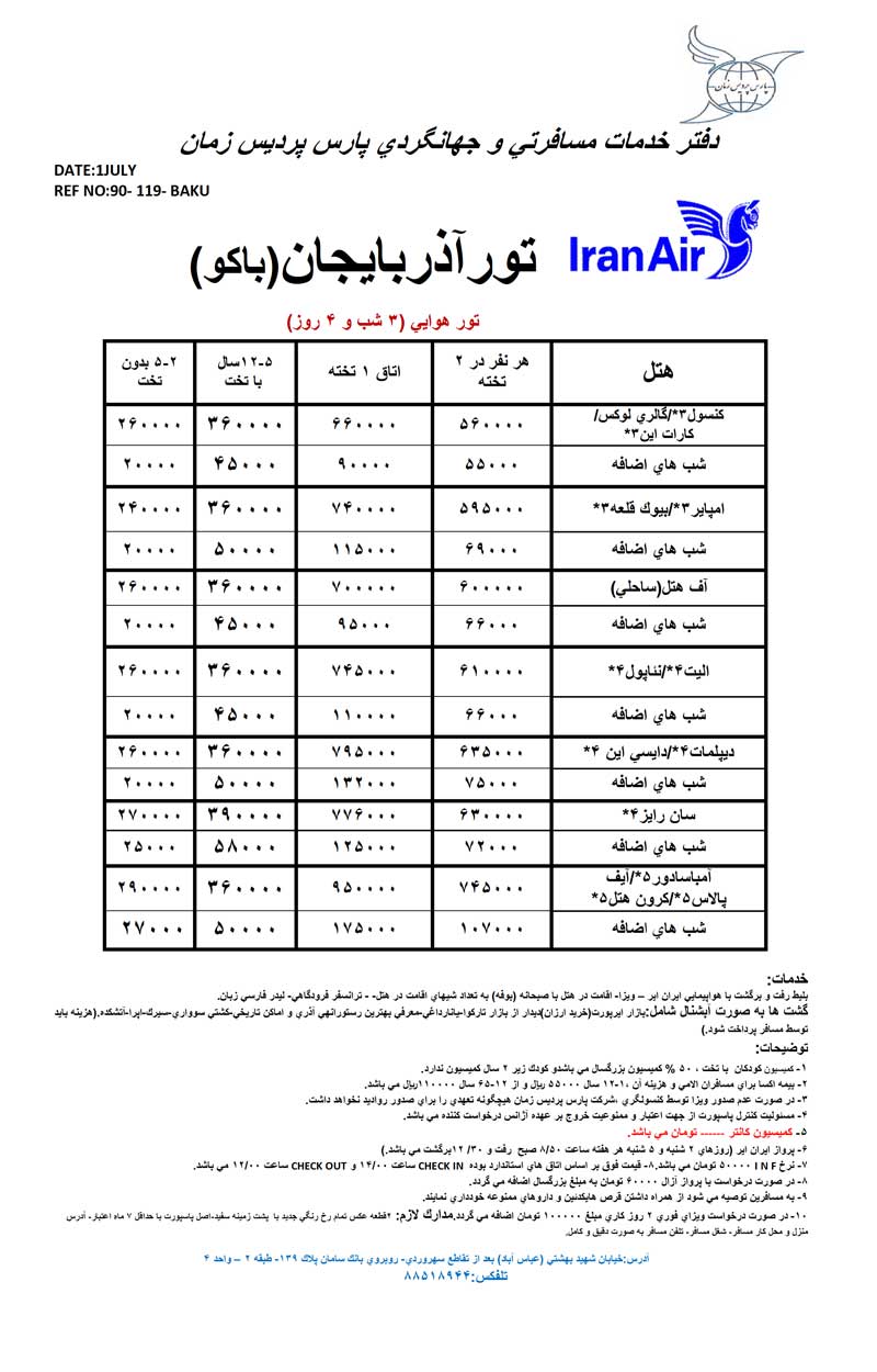 اصلاحيه پکيج هاي آذربايجان(باکو)