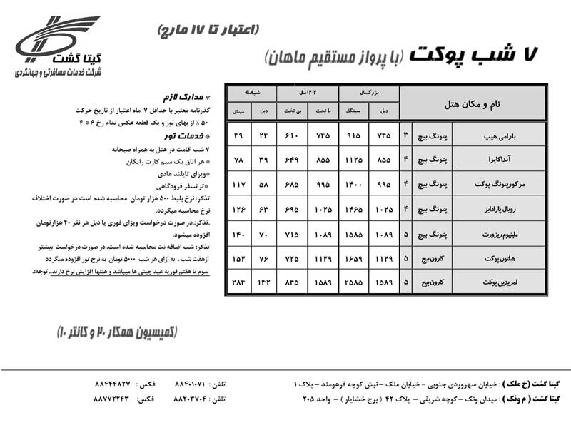 پکيج تورهاي تايلند