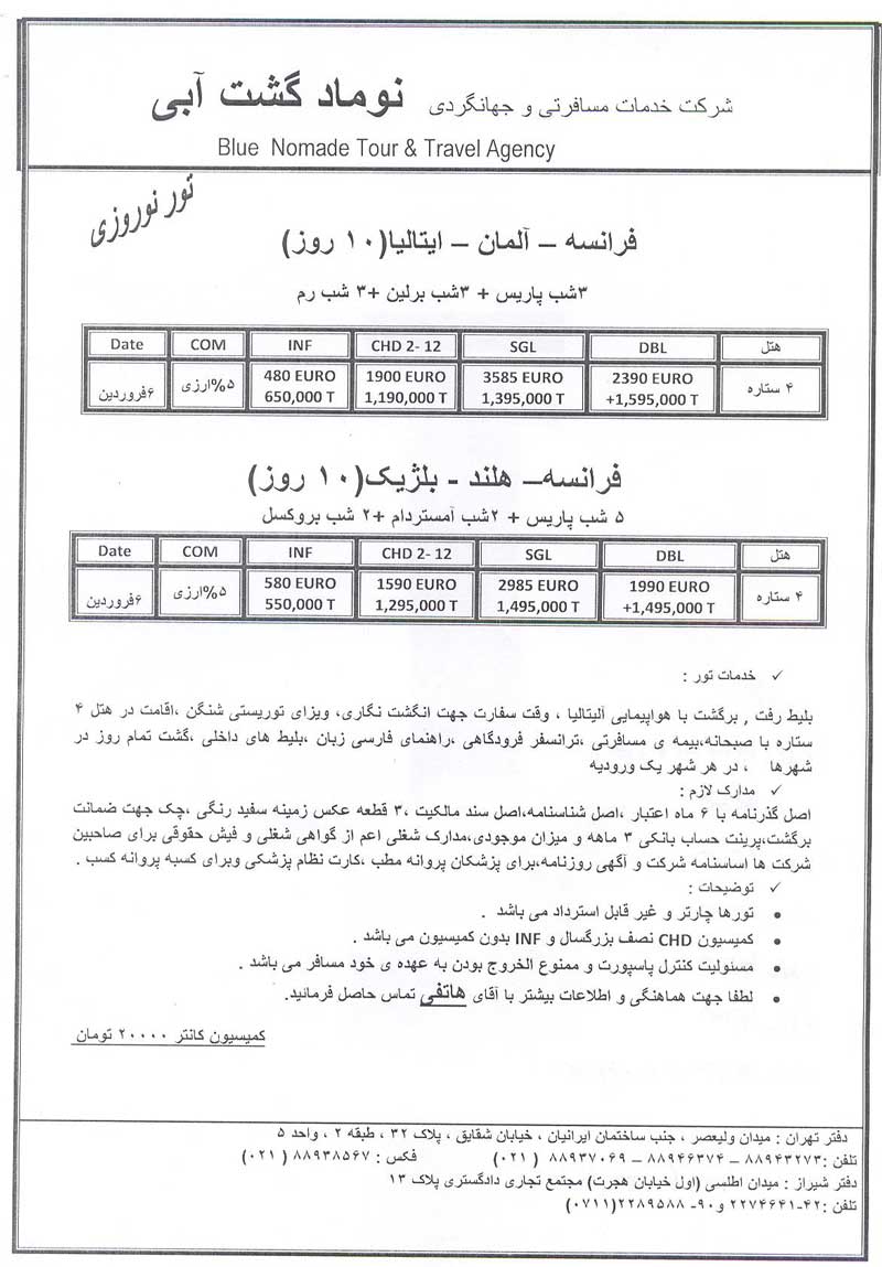 پکيج تورهاي اروپا