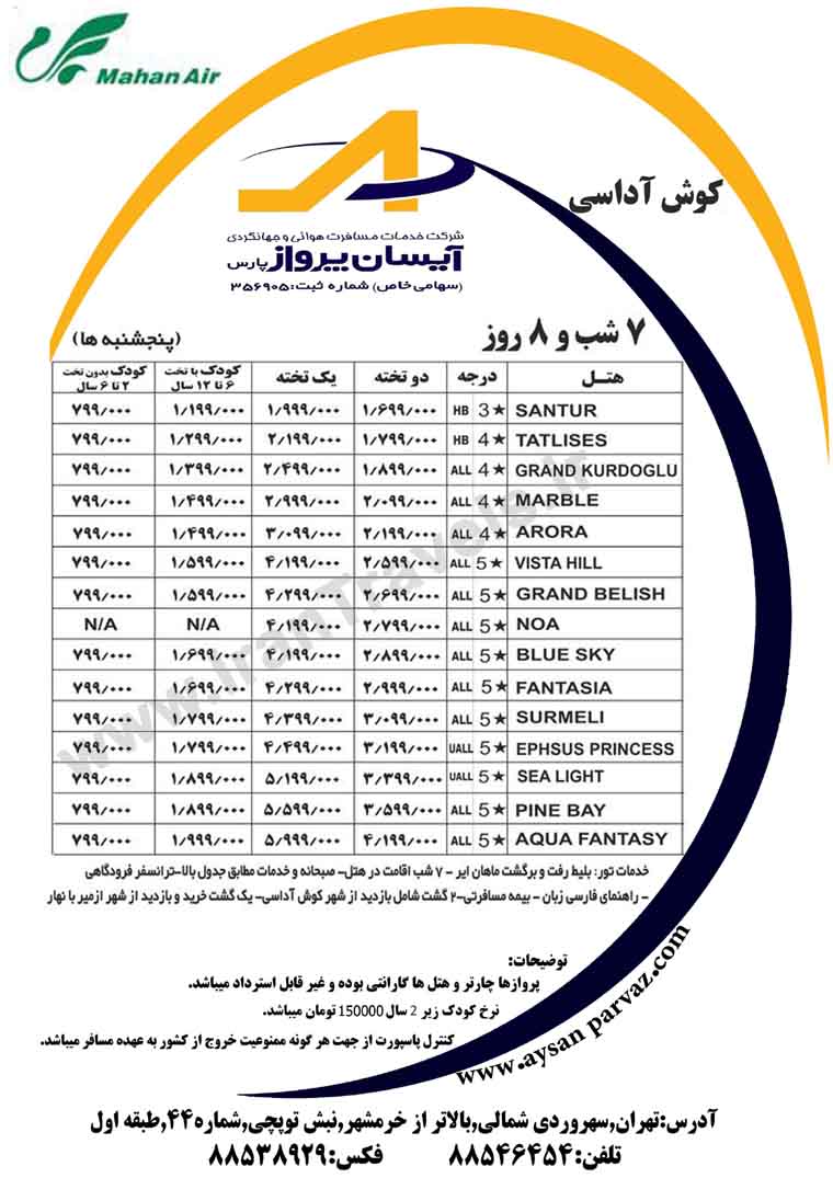 تورهاي تابستاني ترکيه