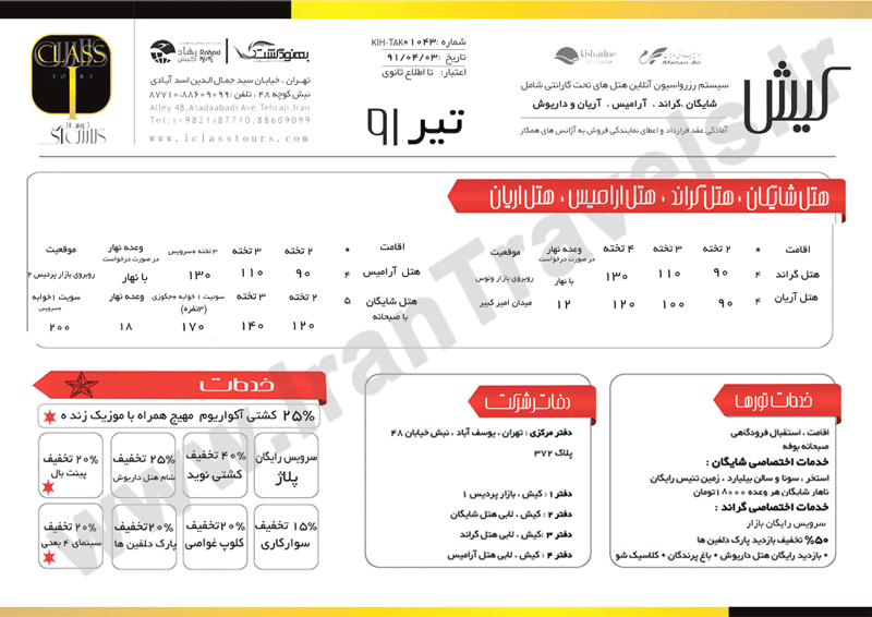 نرخ هتل هاي کيش