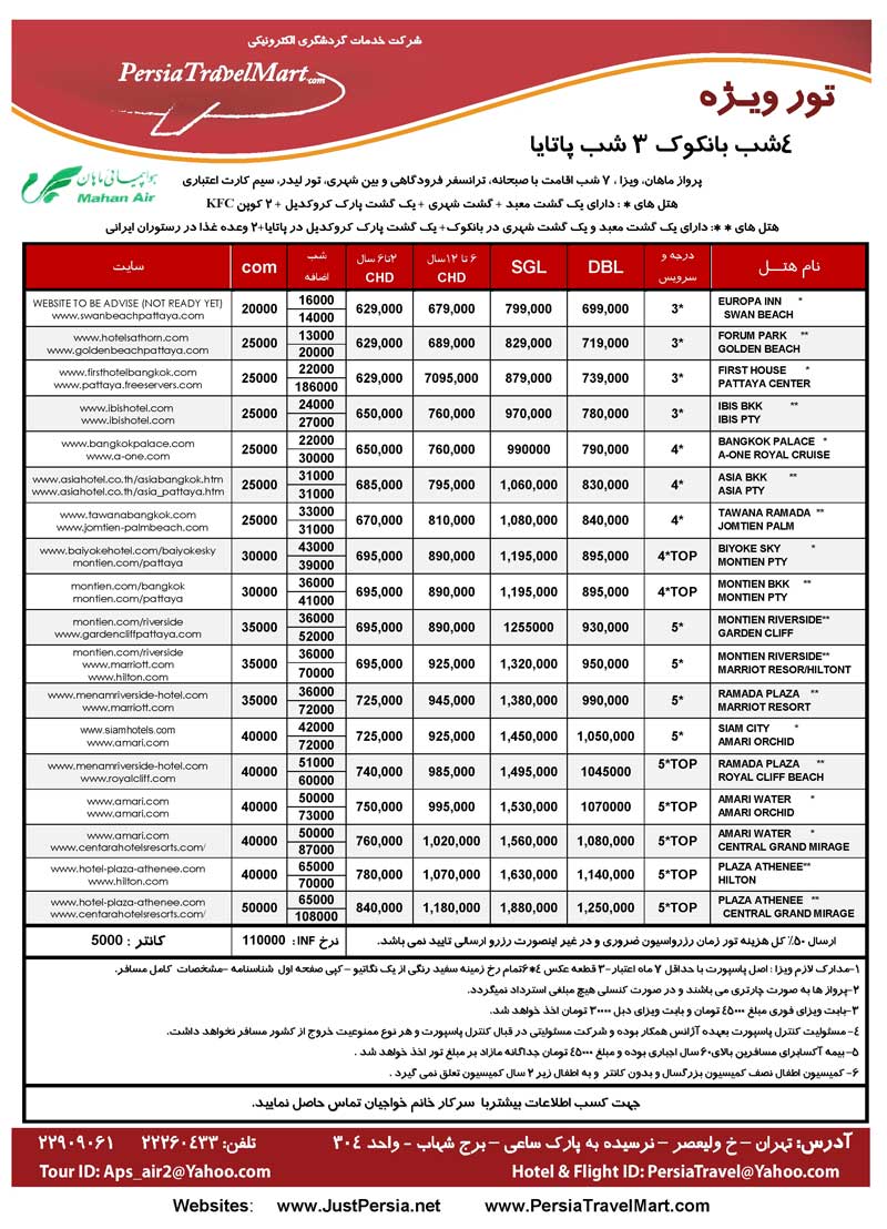 پکيج تورهاي تايلند