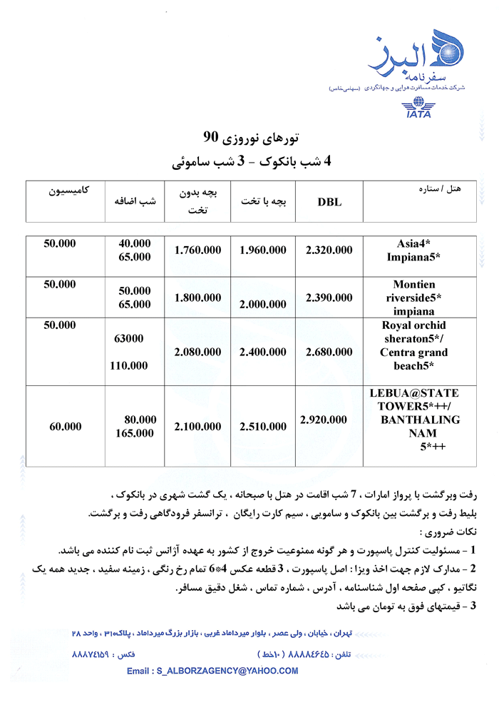 سري نوروزي تورهاي تايلند مالزي اندونزي